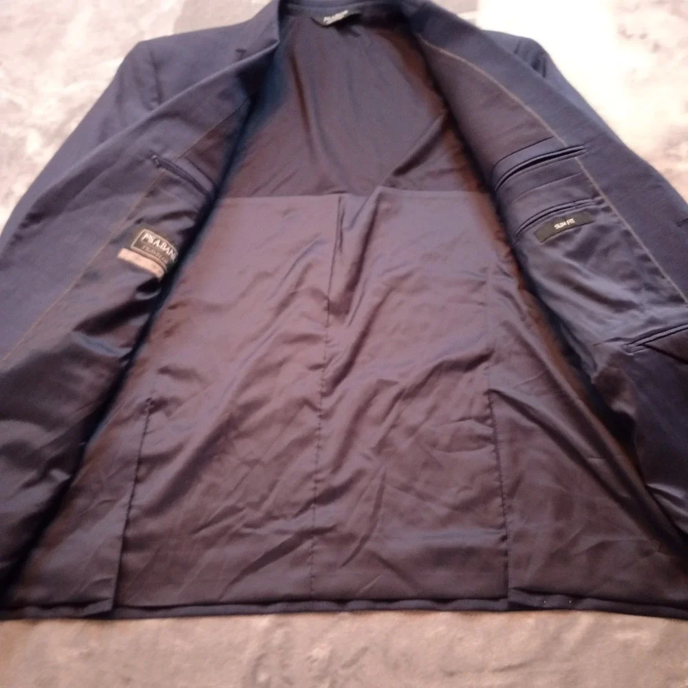 Jos A Bank Travel‎ Tech Blazer Jacket 46R Navy Blue Wool Blend Slim Fit Stretch